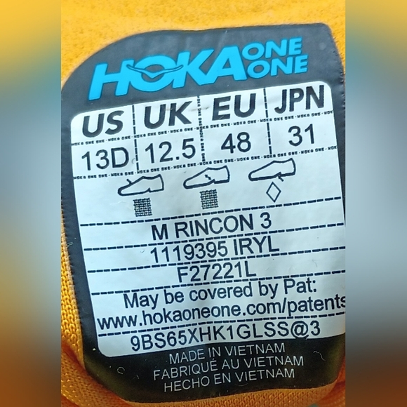 Hoka One One Rincon 3 1119395 IRYL Illuminating Radiant Yellow Shoes 11.5 - Picture 6 of 6